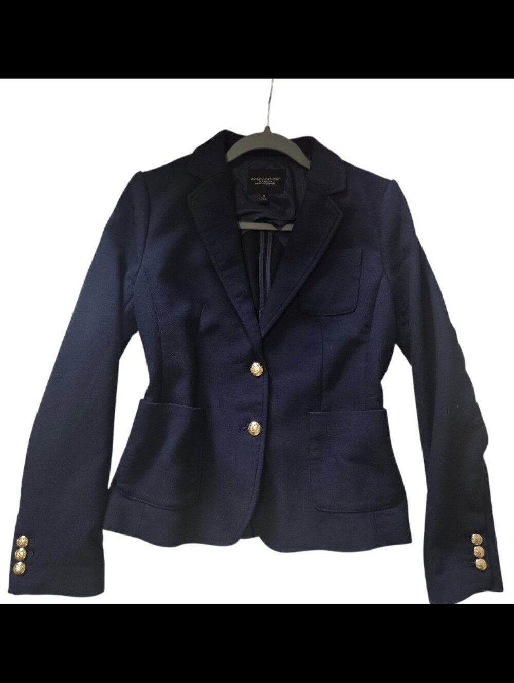 6 Banana Republic Classic Fit Blazer Navy Blue Gold Embelishment